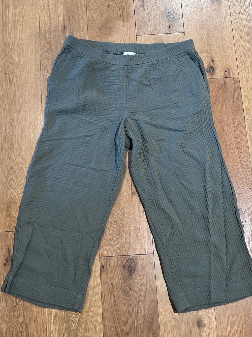 J. Jill Olive Green Wide-Leg Cotton Blend Pants